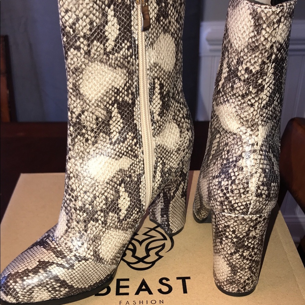 Snakeskin booties